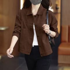 春秋复古牛仔布/棉外套女新款2025小个子百搭短款夹克爆款宽松洋