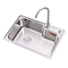 厨房不锈钢单槽一体加厚加深水槽拉丝洗菜盆洗碗池套餐台上台云儿