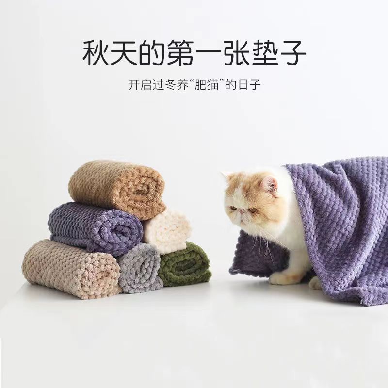 Pet blanket autumn and winter dog blanket cat mat thickened warm kennel sleeping mat cover blanket quilt pet blanket