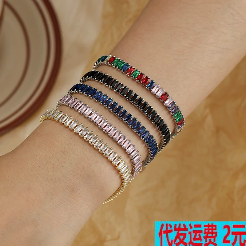 Трансграничные горячие продажи минималистский цвет 2,5*5 циркон браслет удлинитель пряжка регулируемая длина мужской и женской теннисной цепи