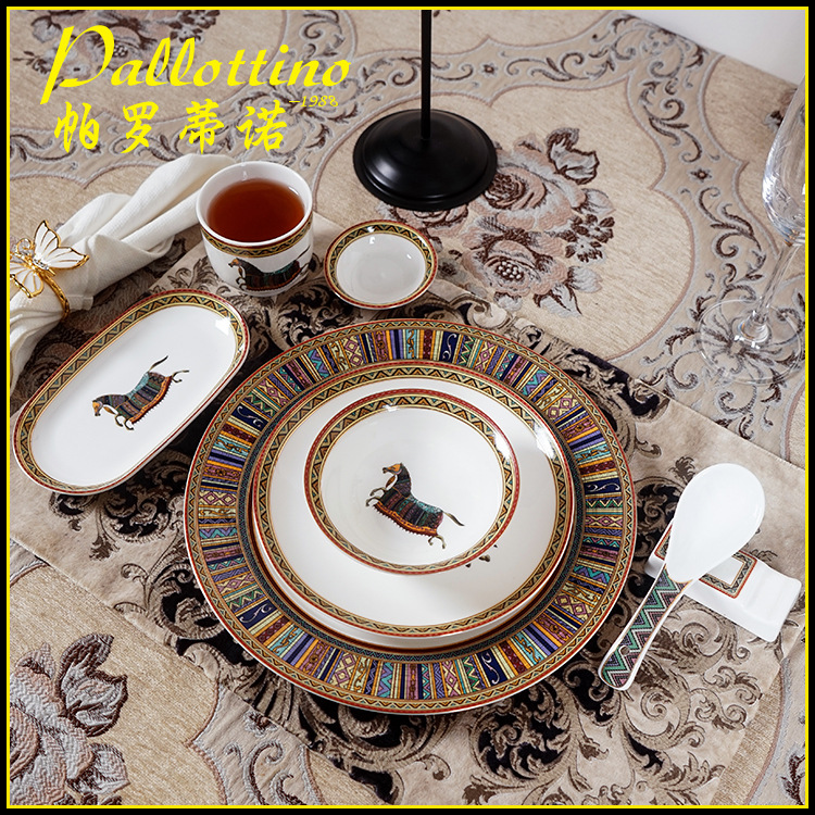 Wholesale kitchen catering plates ceramic dishes and bowls star hotel luxury hotel box bone china tableware European style