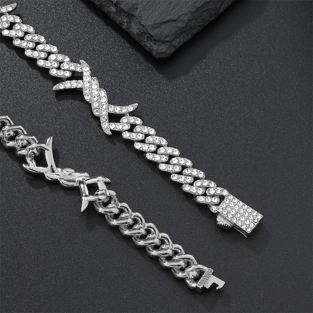 48g Weight Zircon Inlay Material Necklace Classification Alloy Chain Material 1 Piece Quantity Holiday Occasion Alloy Material Solid Color Pattern All Seasons Season Unisex Gender Inlay Design Hip-Hop Style Hip-Hop Solid Color Alloy Inlay Zircon Unisex Necklace Men Chain Necklaces 8