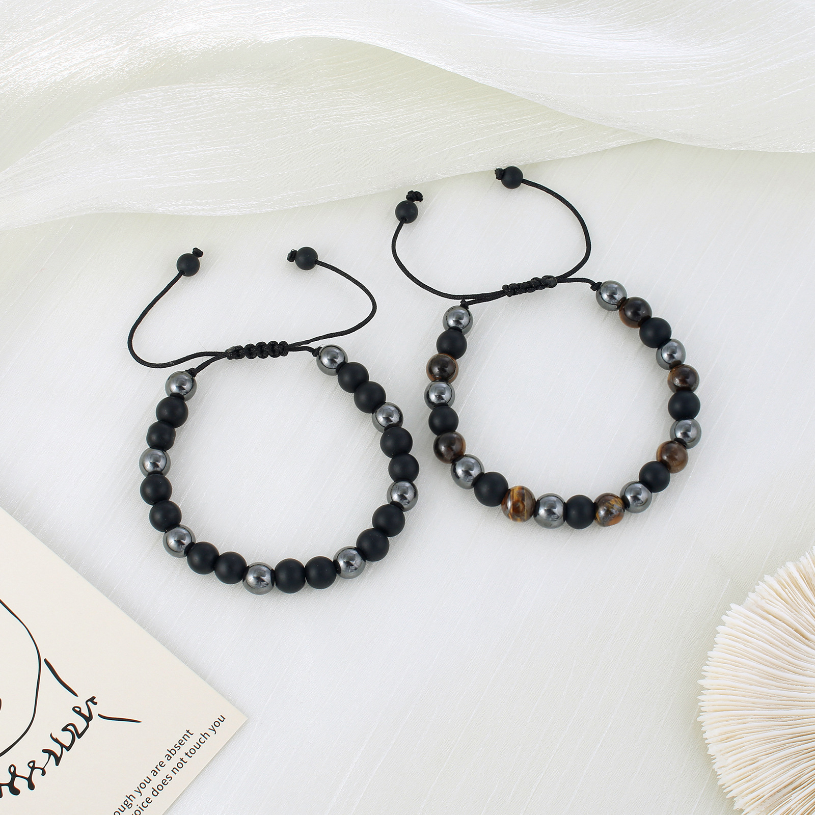 Fashion Round Tiger Eye Beaded Men'S Bracelets Fashion Bead Bracelet