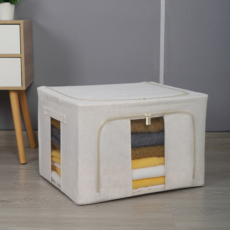 Xiaobudian Tianshan Cotton and Linen Storage Box, Organizer's Special Clothing and Quilt Steel Frame Storage Box, Dustproof and Moisture-Proof Wardrobe