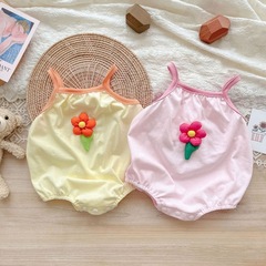 Baby Summer One-Piece Outfit Chic Girl Baby Super Cute Floral Strappy Diaper Cover Thin Baby Outfit
