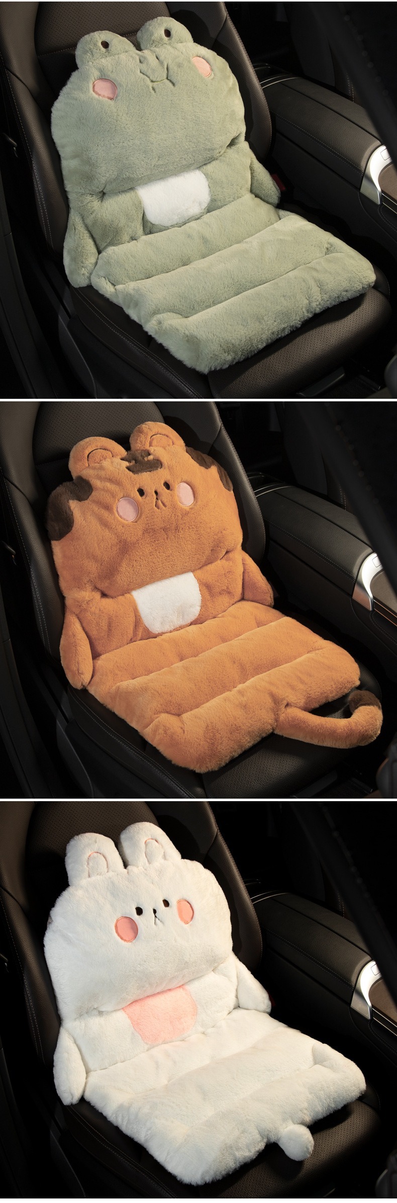 Car Seat Cushion Winter Plush Single-Piece Car Seat Pad Cute Cartoon Lumbar Support Cushion Warm Booster Seat Cushion for Women