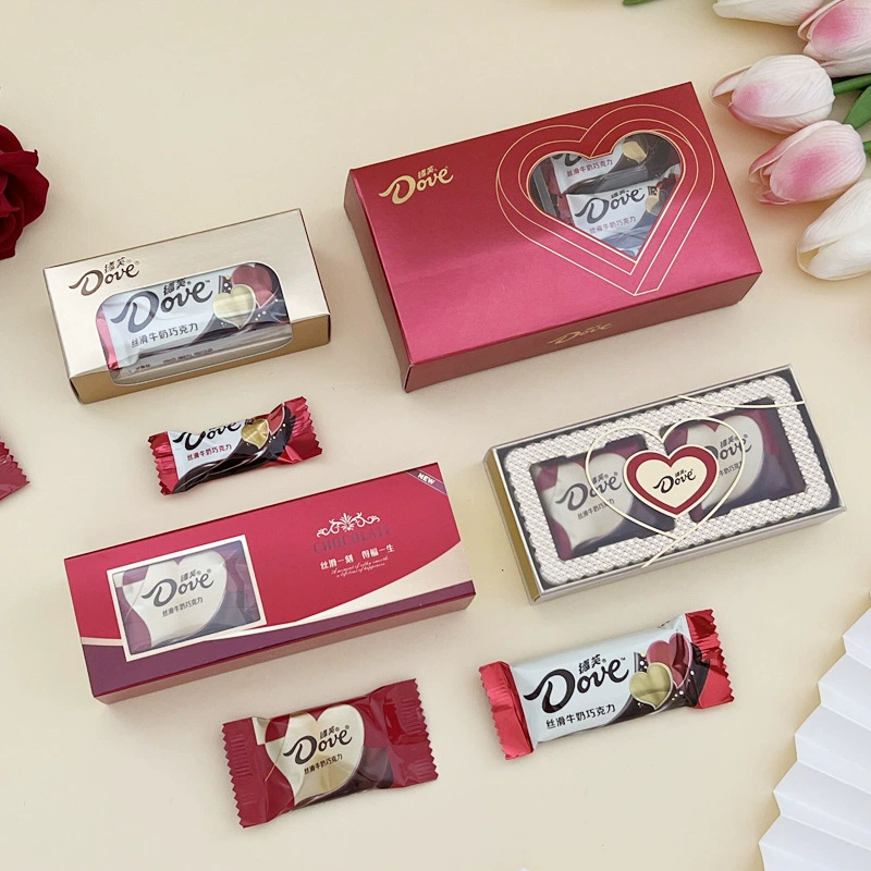 Шоколадные конфеты Dove, 2 штуки и 6 штук в бумажной коробке, свадебные конфеты, подарок на полнолуние ребенка, подарок на свадебный стол, готовый продукт в комплекте.