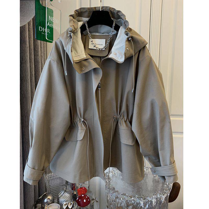 Cross-Border Workwear Windbreaker for Women 2024 Autum New Autum Maillard Drawstring Top Short Waist Baseball Jacket