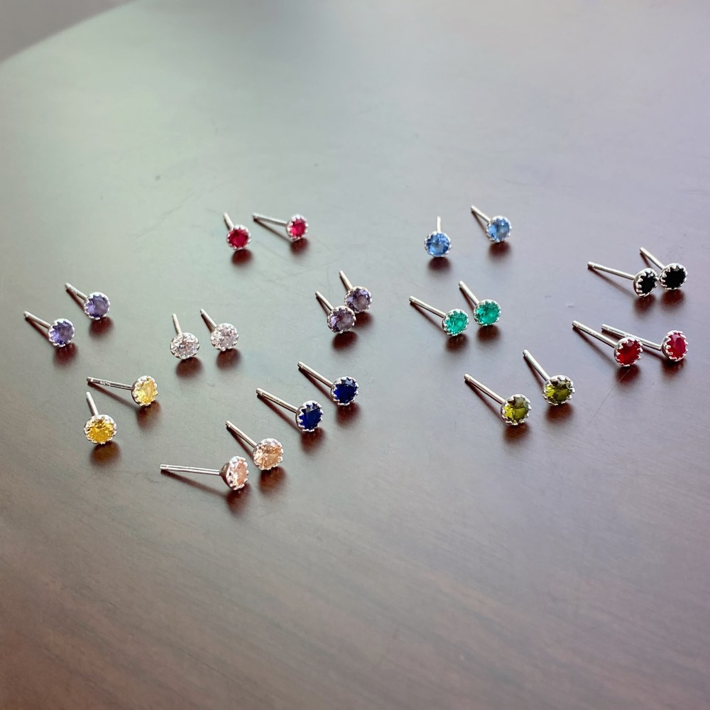 Fashion Round Sterling Silver Plating Zircon Ear Studs 1 Pair