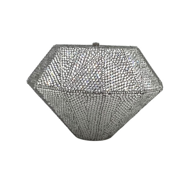 Túi clutch nữ cầm tay dạ tiệc đính kim cương hình khối đế bệt — Màu bạc, Màu đen