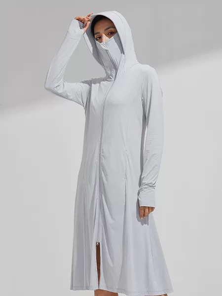 Sun Protection Clothing Long Ice Silk Full Body Anti-Uv Breathable Women's Sun Hat Brim Cycling Hooded Dress Sun Protection Shirt