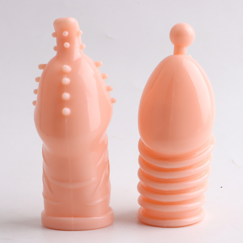 Textured Glans Condom Sleeve, Wolf-Tooth Stimulation, Transparent Soft Rubber, Manual Couples Toy — detail image 4