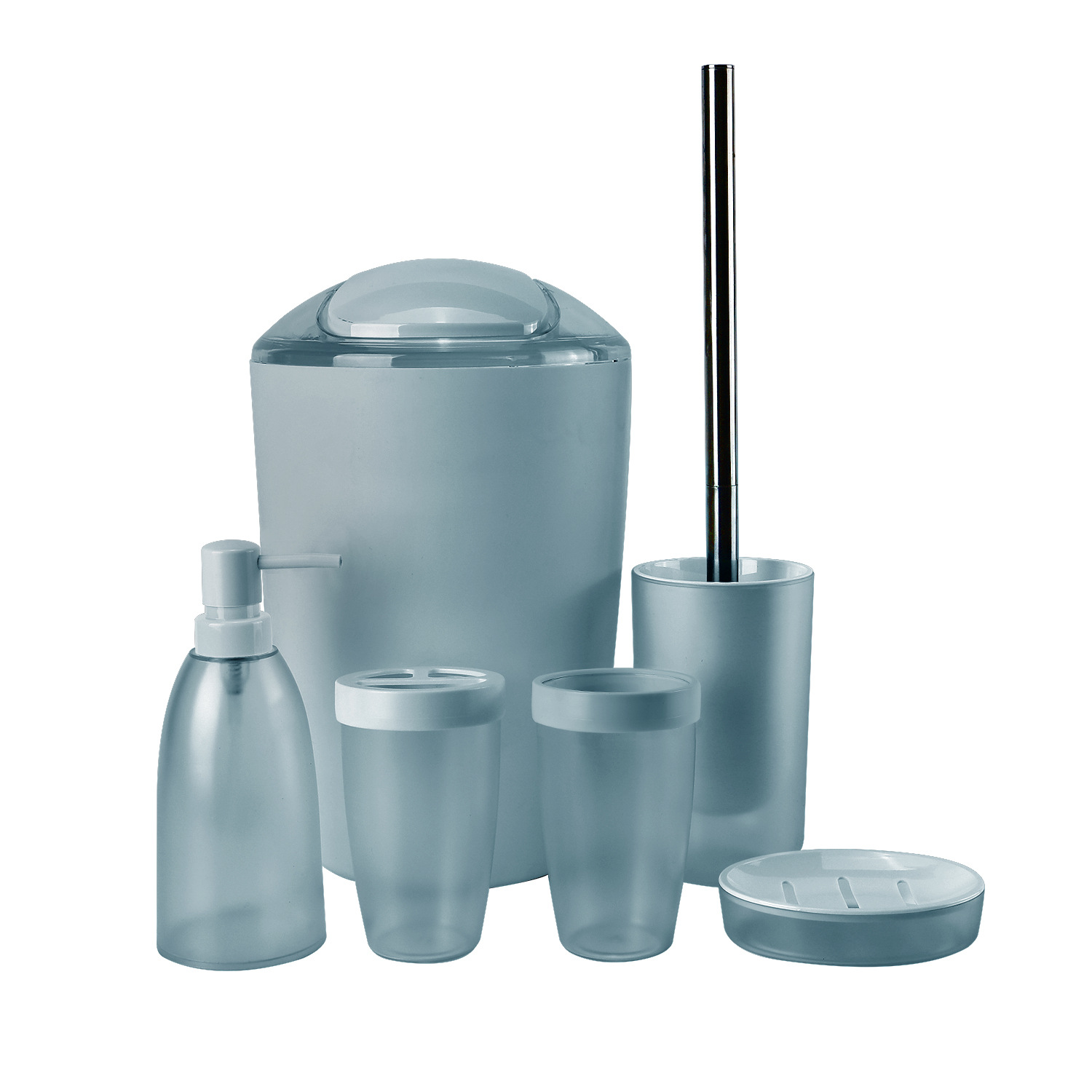 Suministros de baño de plástico de color sólido conjunto de seis piezas enjuague bucal cepillo titular caja de jabón baño traje de baño de almacenamiento en stock