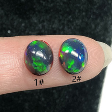 天然黑欧泊椭圆形蛋面8*10mm 配对耳钉戒指戒面吊坠首饰成品镶嵌