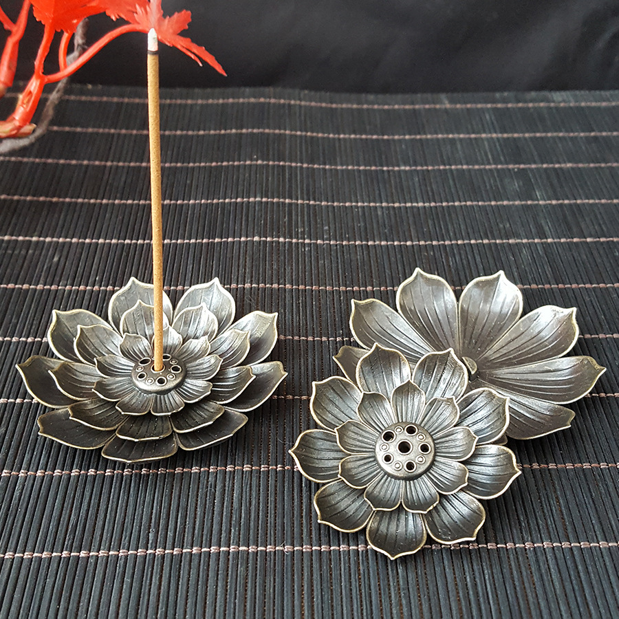 厂家批 爆款三层莲花香插香炉复古香炉禅意薰香插线香金属线香炉