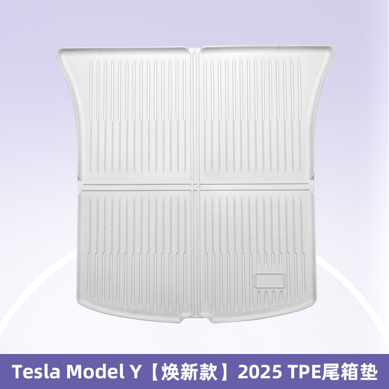 Para Tesla Model Y 2025 3D todo el tiempo TPE almohadilla de pie blanca almohadilla de maletero