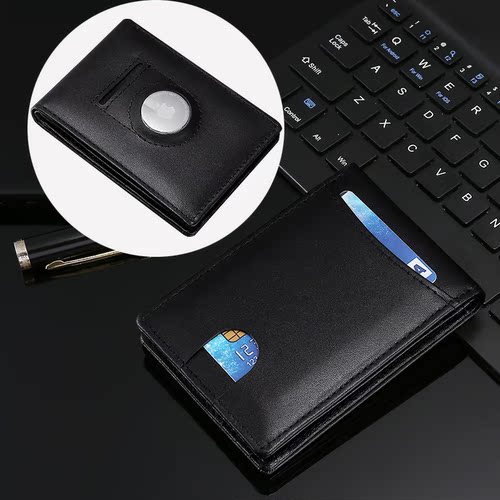 Eurasian leather AirTag positioning tracker wallet with card slots, push card holder, stylish money clip, and multi-functional card holder