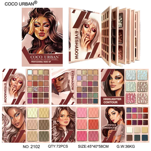 Cross-Border Girl Six-Layer Book Eye Shadow Palette 84-Color Eye Shadow Highlighter Blush Lipstick Multi-Functional All-In-One Palette
