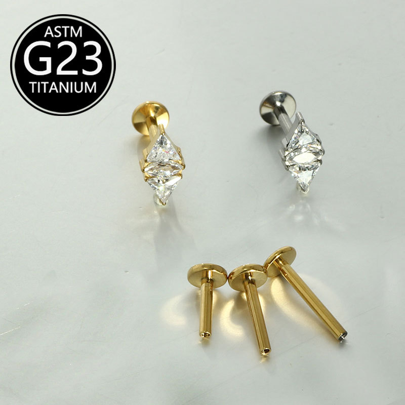 Pointed titanium steel lip stud product view
