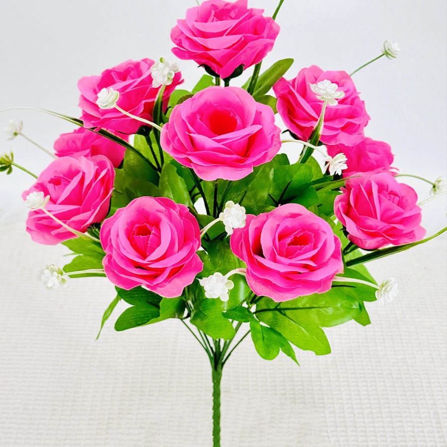 10 flores de rosa arcoíris flores falsas flores de alta calidad decoración de la sala de estar interior ramo de flores decoración de la mesa de comedor del hogar