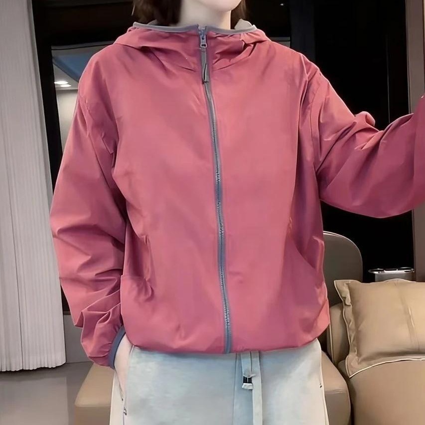2026 Spring/Summer New Casual Versatile Reversible Hooded Short Jacket, Suitable for Sports and Outdoor Scenes in Spring