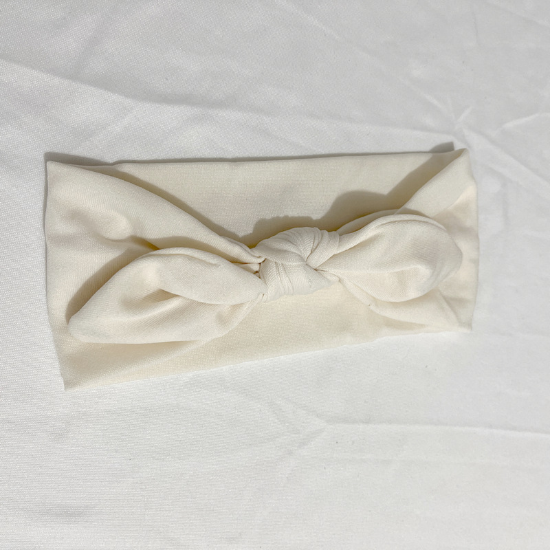 Estilo europeo y americano lindo suave lindo conejo oído diadema color sólido tela anudada banda de Pelo elástico algodón maquillaje cara lavado banda de pelo para las mujeres