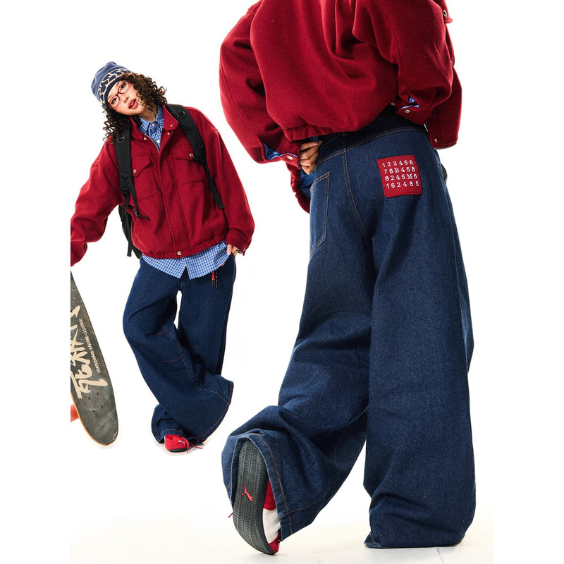 American Retro Jeans for Men, 2025 Summer New Style, Versatile Loose Fit, Slimming, Floor-Length Wide-Leg Pants