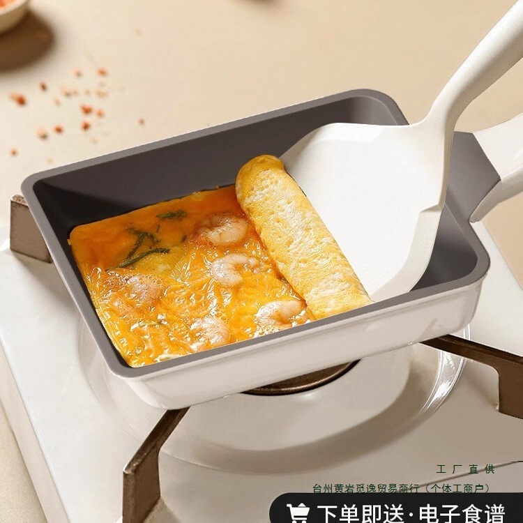 セラミックコーティングされていない卵焼きフライパン家庭用正方形平底ノンスティックパン厚い卵焼き朝食パンケーキ|undefined