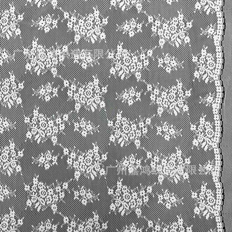 2026 tejido de encaje de manga larga plegado para usar camiseta de fondo tejido de encaje de albaricoque blanco y negro en stock