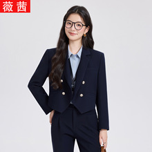 正式场合正装女套装大学生教资面试轻职场穿搭小个子通勤西服9128
