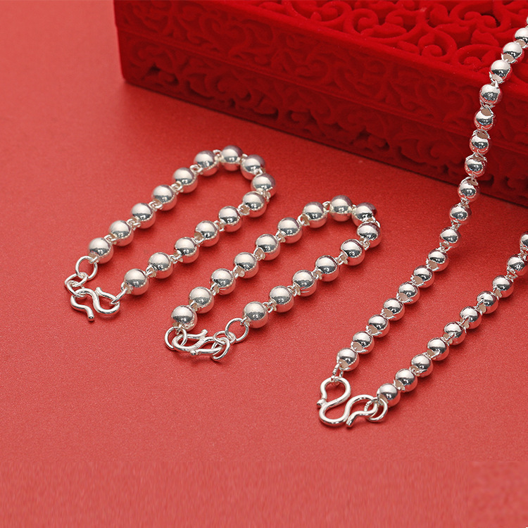 990 silver jewelry baby one-year-old jewelry set decorations round bead bracelet jewelry gift children beads wholesale