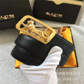 厂家直销304不锈钢自动扣男士真皮时尚百搭腰带宽度3.4CM豹子扣头