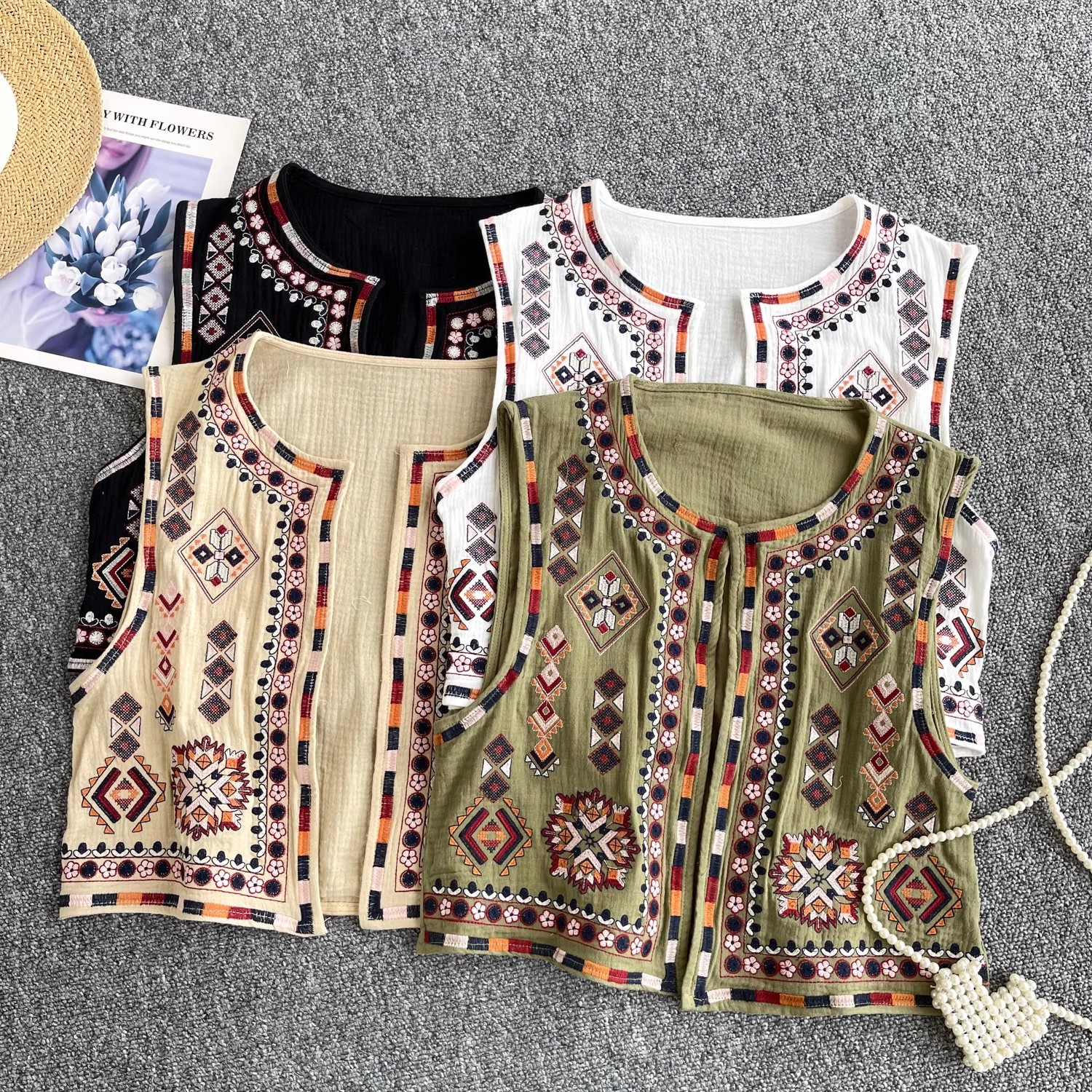 Vintage Bohemian Style Women's Vest for Summer with Heavy Embroidery, Loose Design, Light Luxury, Unique and Chic Top Trend