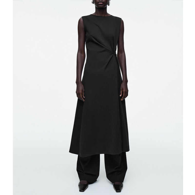 [Cs Order] Women's Standard Fit Wrap Knot Dress Black 2026 Spring New Vest Dress