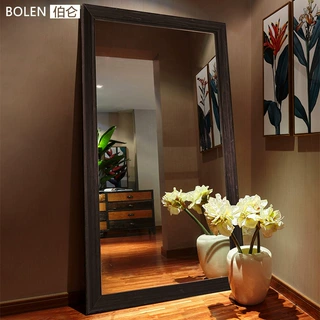 BOLEN家用美式复古定制穿衣镜全身镜试衣镜实木落地镜服装店镜子