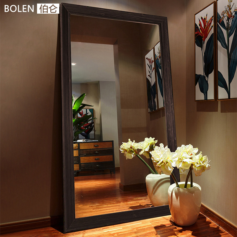 BOLEN-espejo de cuerpo entero americano, espejo de cuerpo entero de madera maciza, estilo ins, espejo de suelo, tienda de ropa para el hogar, espejo grande al por mayor