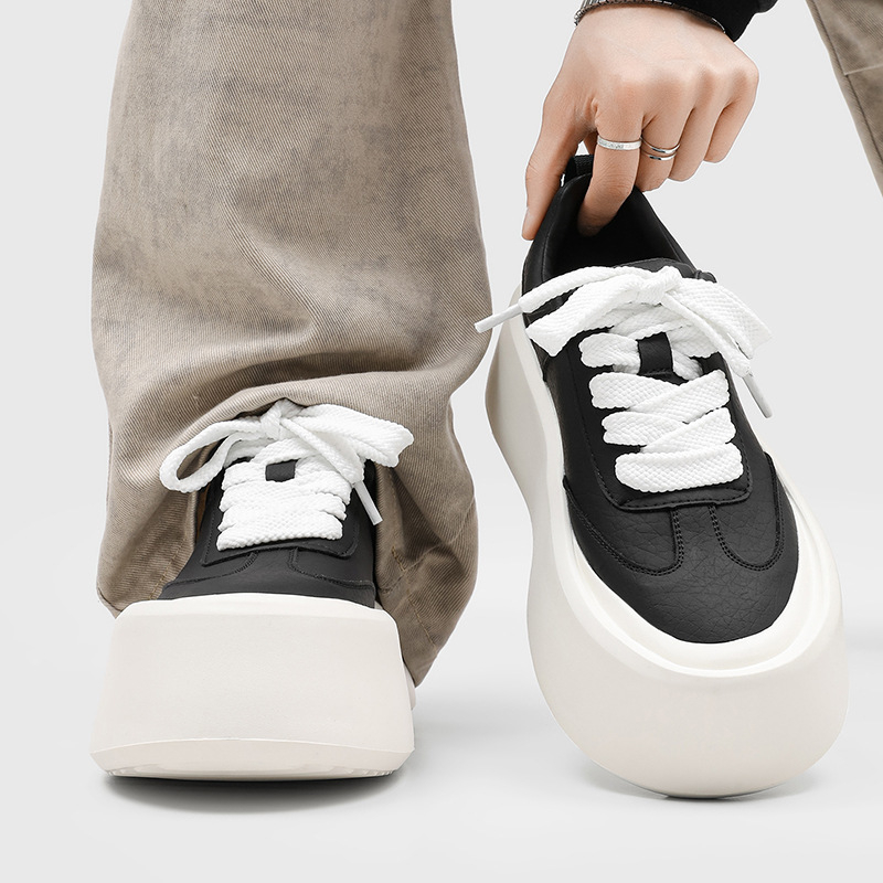 Men's Shoes 2026 New Spring White and Black Sneakers Ultra-Wide High-End Casual Youth Thick-Soled Shoes 5411-H Men's Shoes 2026 New Spring White and Black Sneakers Ultra-Wide High-End Casual Youth Thick-Soled Shoes 5411-H