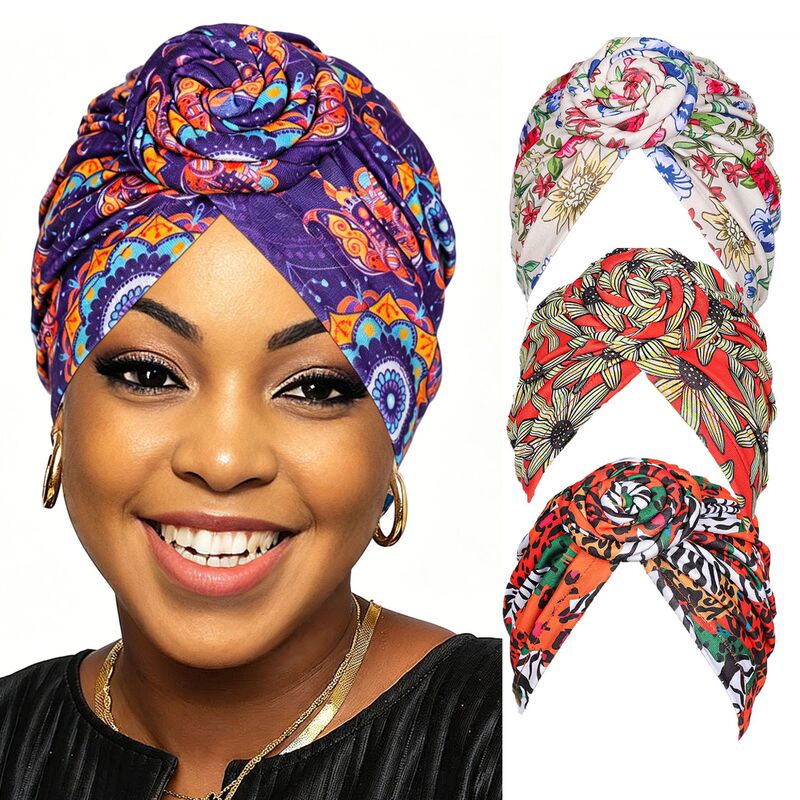 European and American Popular Printed Turtle Cap African Handmade Swirl Flower Cap Fashion Snail Baotou Cap Turban