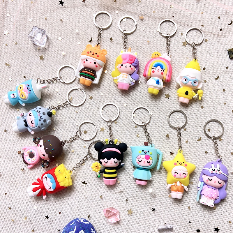 5029 # plástico suave 3D secreto muñeca de dibujos animados muñeca llavero colgante coche mochila colgante adornos pequeño regalo