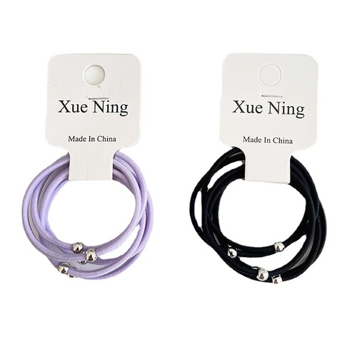 5 pieces 1 card Korean version simple basic silver beads solid color hair ring internet celebrity isn cute hair tie candy color headband