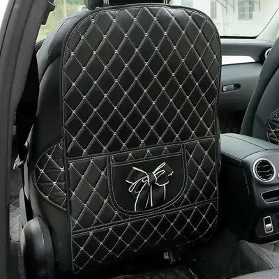 Children's Rear Seat Car Anti-Wear – Chair back anti-kick pad - black-bow-long-anti-kick-mat-single
