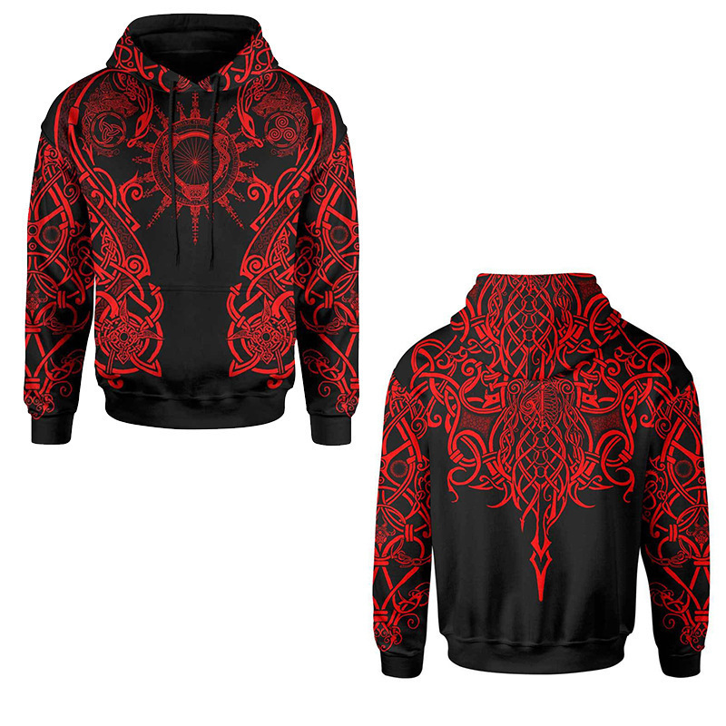 European and American Team Viking Digital Printing Couple Spring & Fall Casual Sports Large Size Men's Youth Fashion Hooded Sweatshirt European and American Team Viking Digital Printing Couple Spring & Fall Casual Sports Large Size Men's Youth Fashion Hooded Sweatshirt