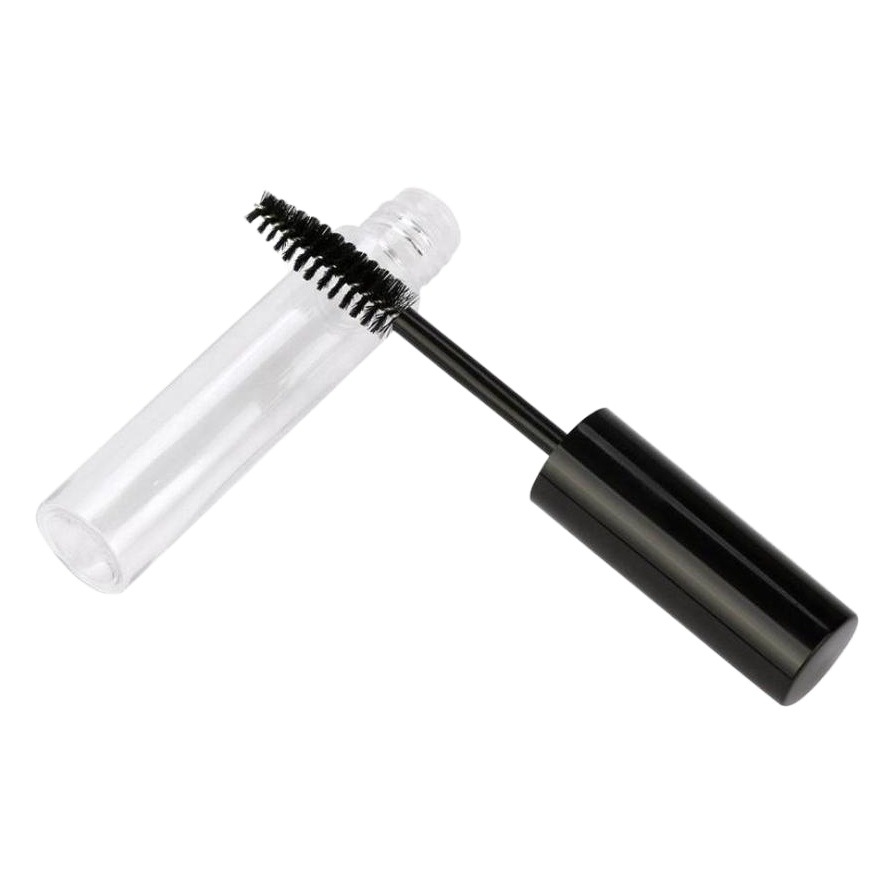 Nuevo 10ML botella redonda de brillo de labios negro tubo de rímel cubierta de plata crecimiento de pestañas líquido crecimiento líquido sub-botella en stock