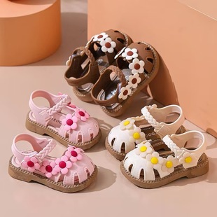 2025 Summer Breathable Sandals for Baby Girls Non-slip Soft Bottom Baotou Girl Princess Shoes Baby Toddler Shoes