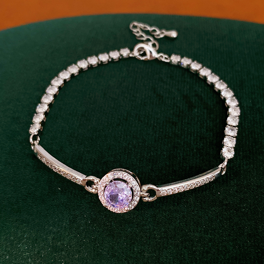 Pulsera redonda geométrica de piedra de silicio ligera de lujo nicho pulsera de alta calidad personalidad temperamento universal joyas de moda al por mayor