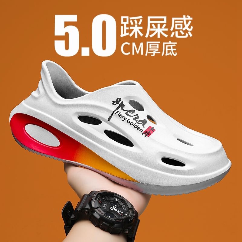 Croc Shoes Men's 2025 New Summer Driving Wear Non-Slip Outdoor Beach Shoes Baotou Slippers Thick-Soled Sandals