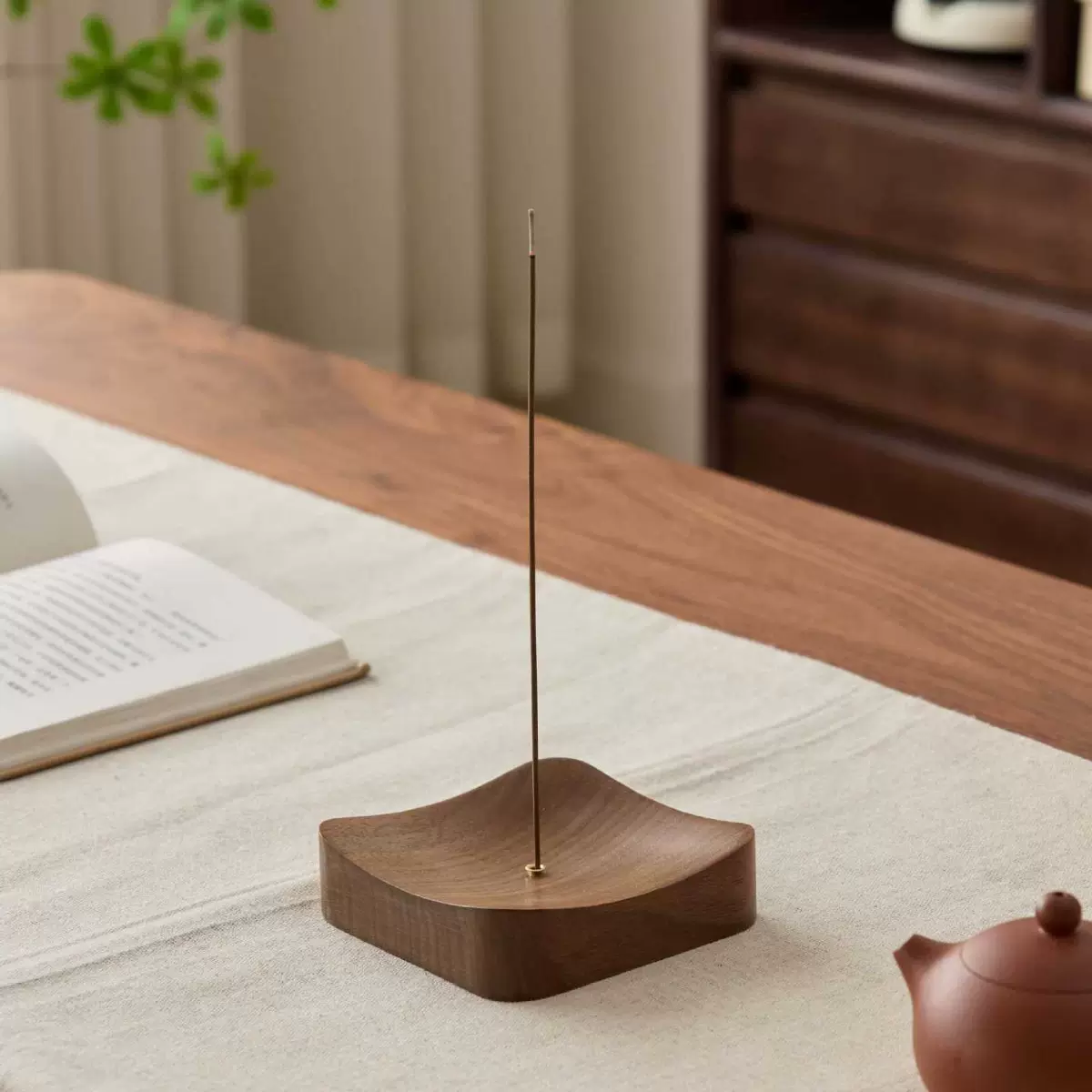 黑胡桃家用线香底座实木线香炉茶道禅意香插檀香沉香香座藏香香托