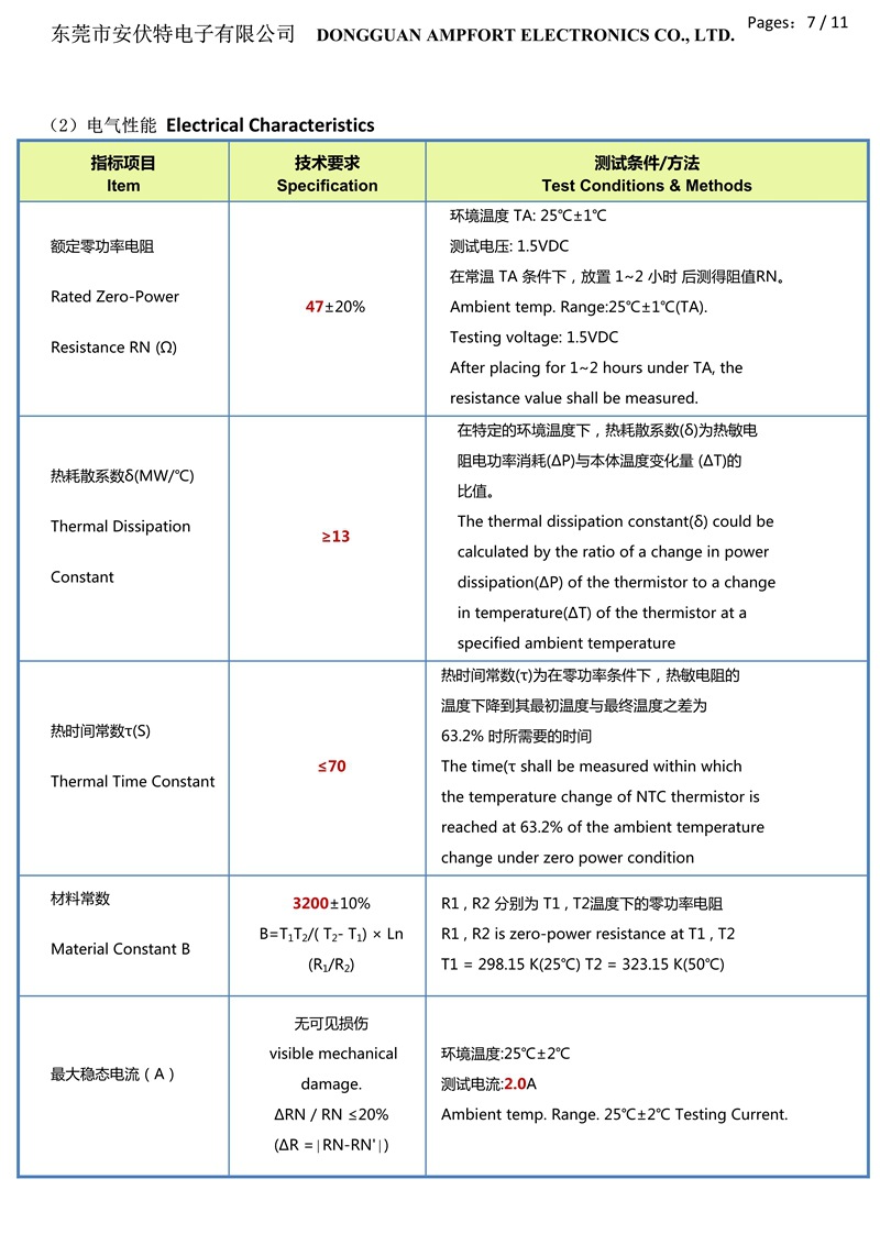 安伏特NTC-47D-13 内弯 F5 d0.6 中英文规格