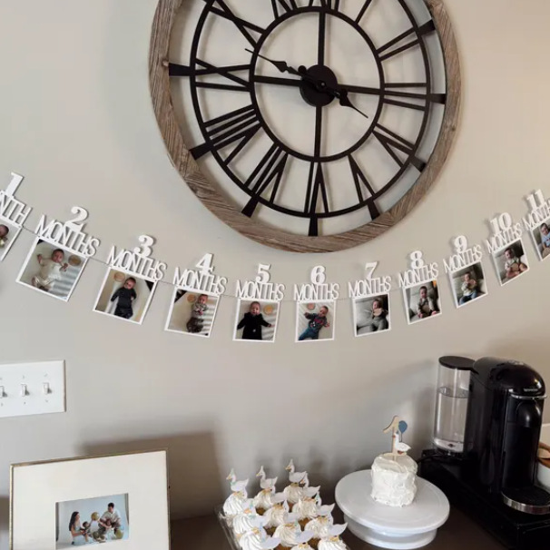 Personalizado 1 cumpleaños 1er aniversario foto banner mensual foto bebé cartón