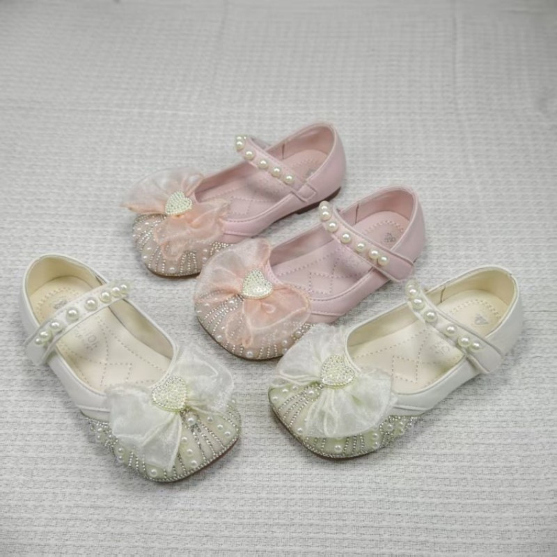 Niños princesa zapatos de cuero 2026 verano bebés cristal diamante zapatos de boca superficial zapatos de niñas zapatos de arco Lefour